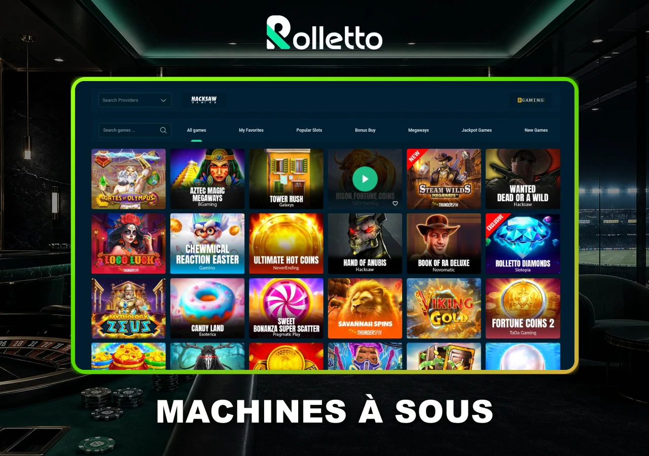 Catalogue de machines à sous Rolletto Casino